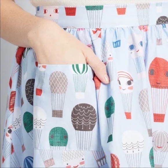 ModCloth hot air balloon midi skirt w pocket and elastic back waistband nwt - Picture 2 of 8
